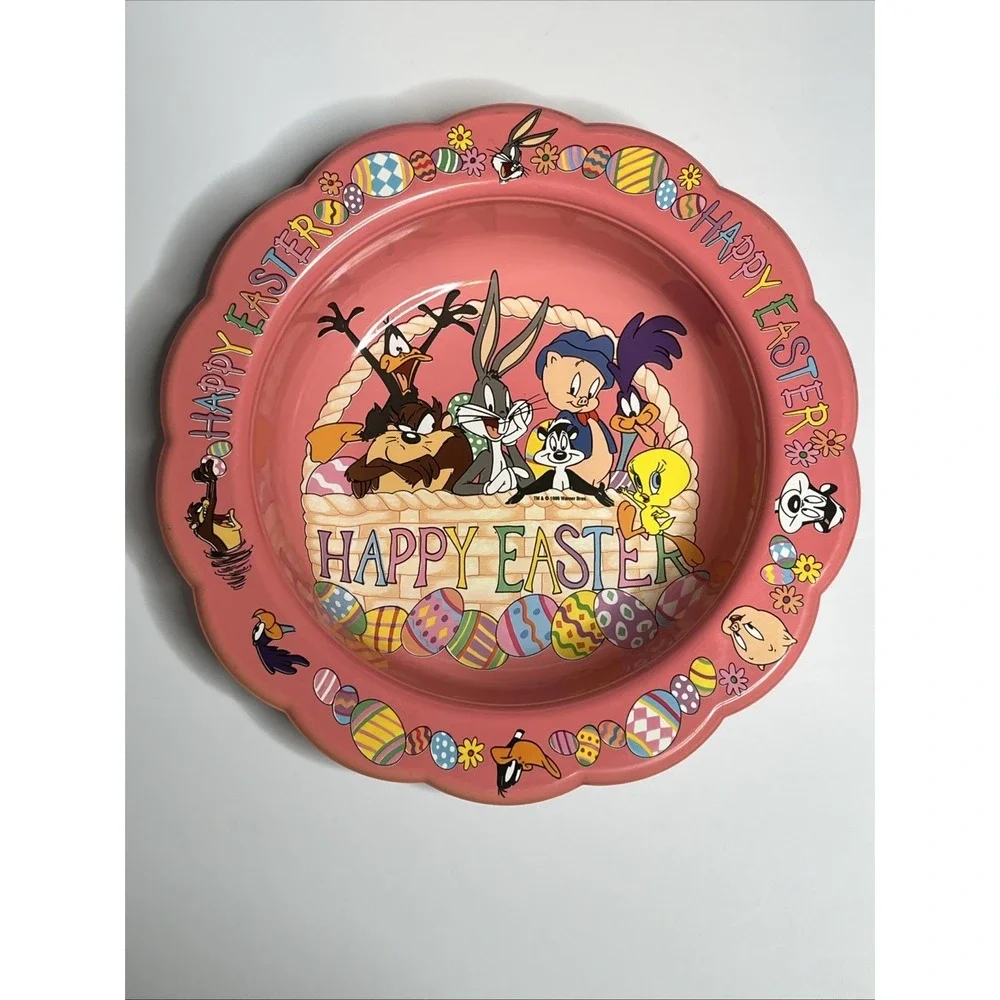 Vintage 1996 Looney Tunes Warner Brothers Happy Easter Plastic Candy Bowl Dish